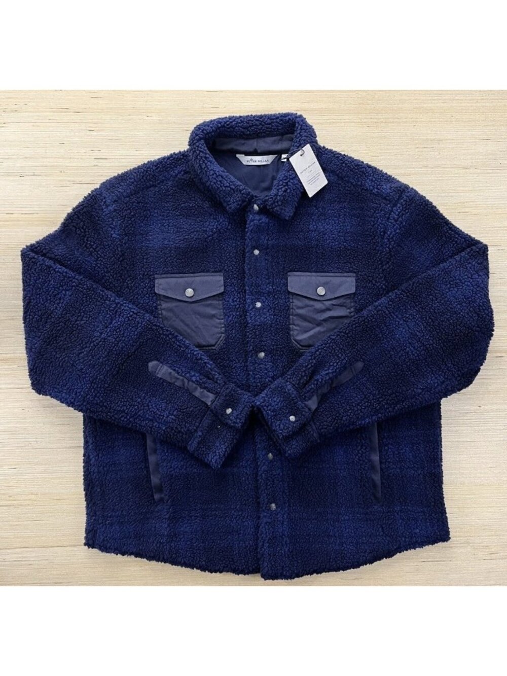 NWT $248.00 Peter Millar Mens Crown High Pile Sherpa Jacket Navy Blue Sz XL